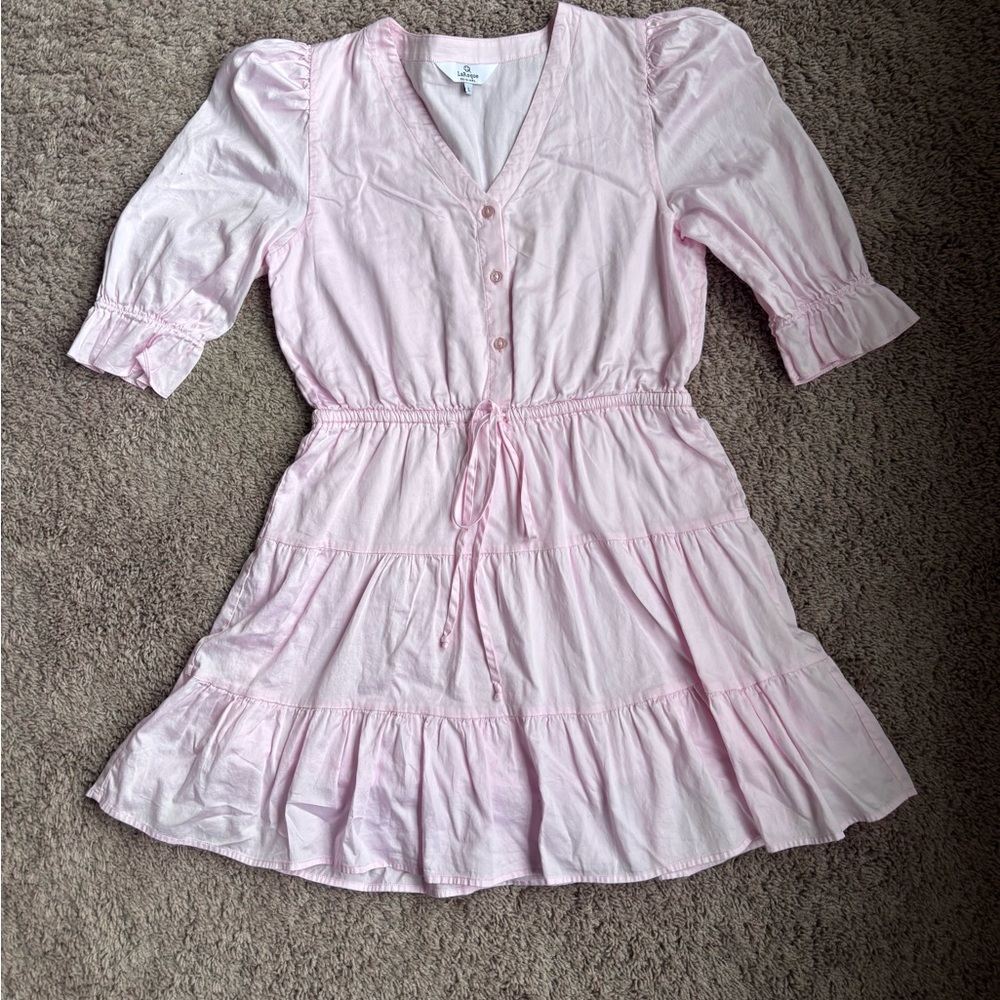 Laroque Light Pink Dress with Ruffles